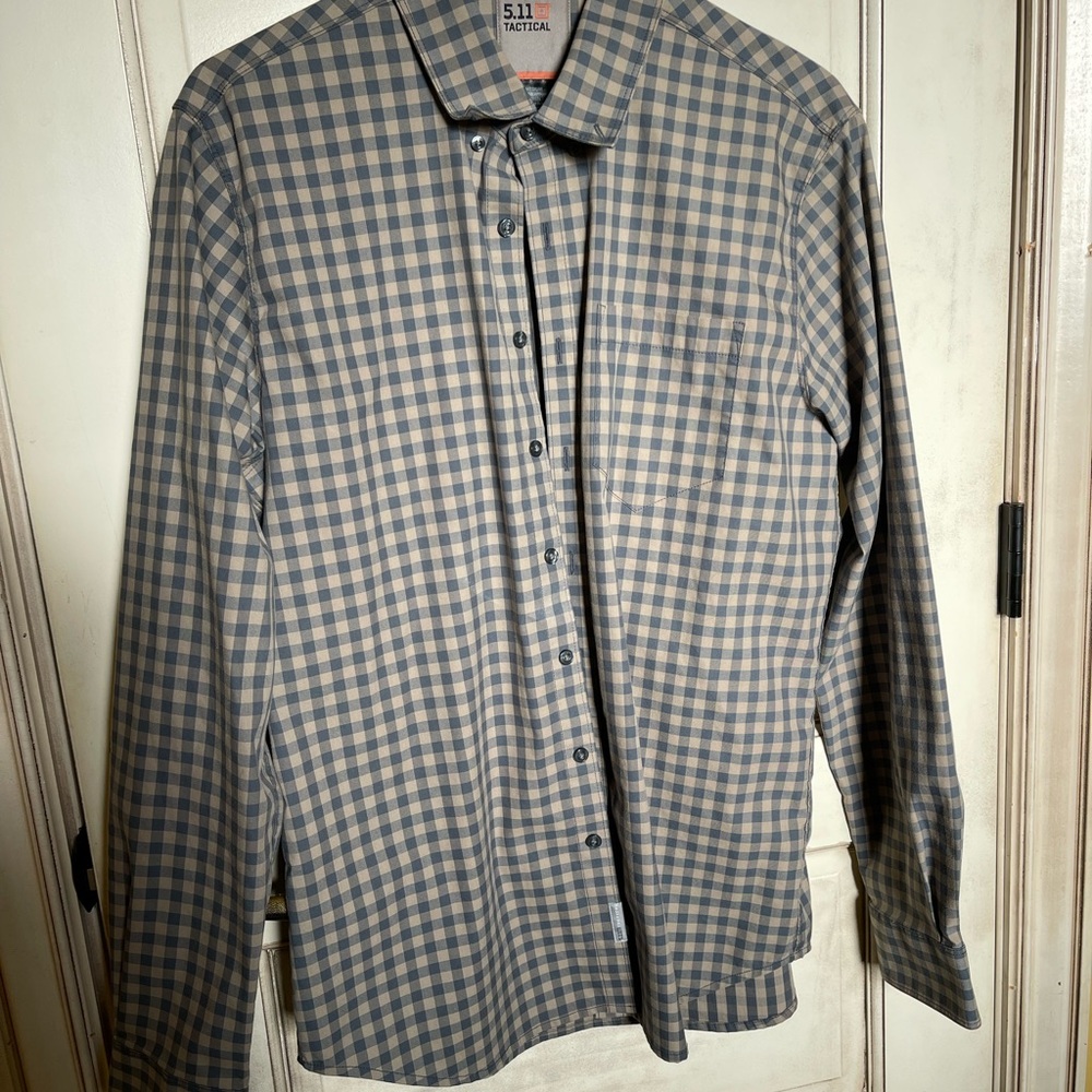 5.11 Tactical Blue and Beige Plaid Shirt